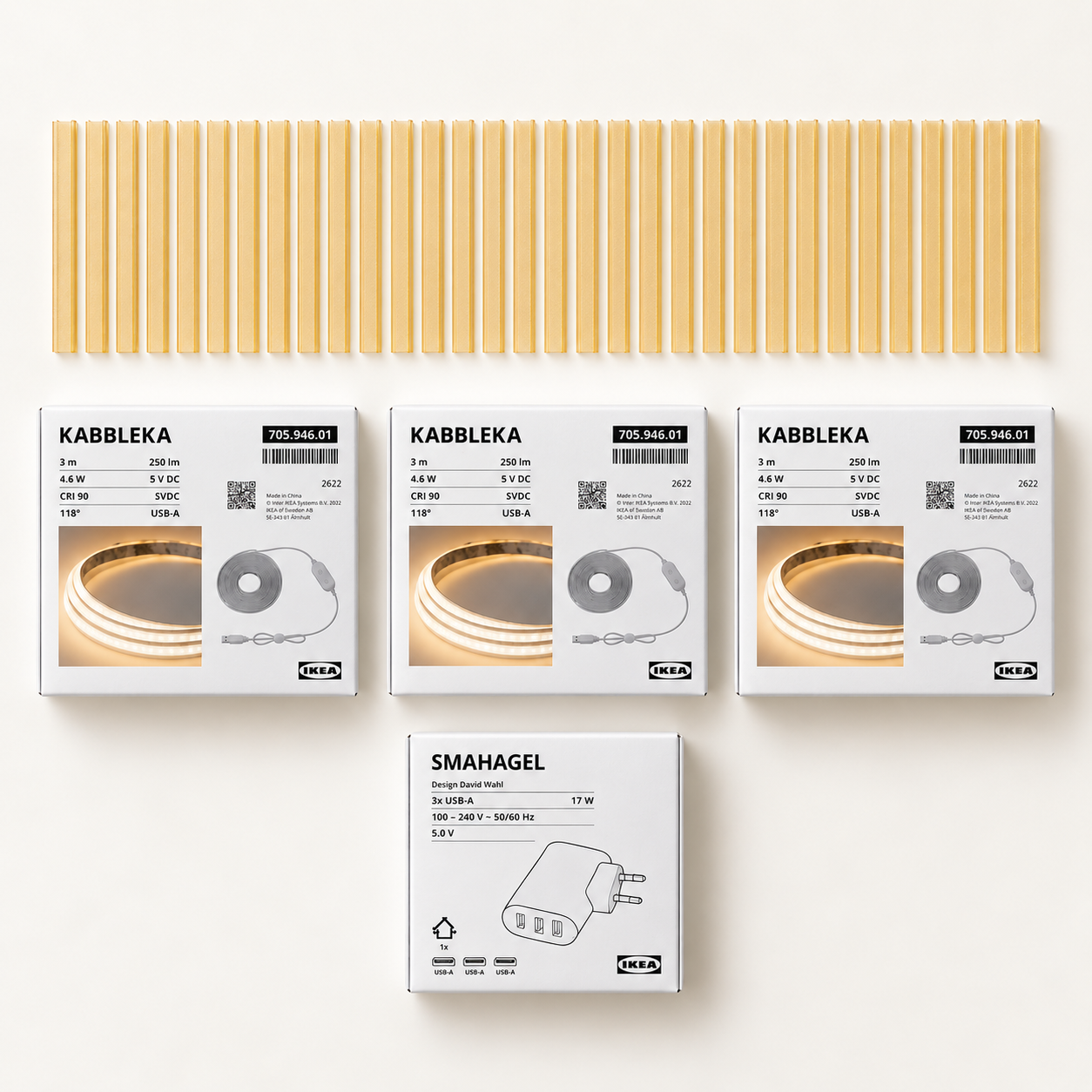 LED-Streifen + Diffusorabdeckungen für Akustikpaneele