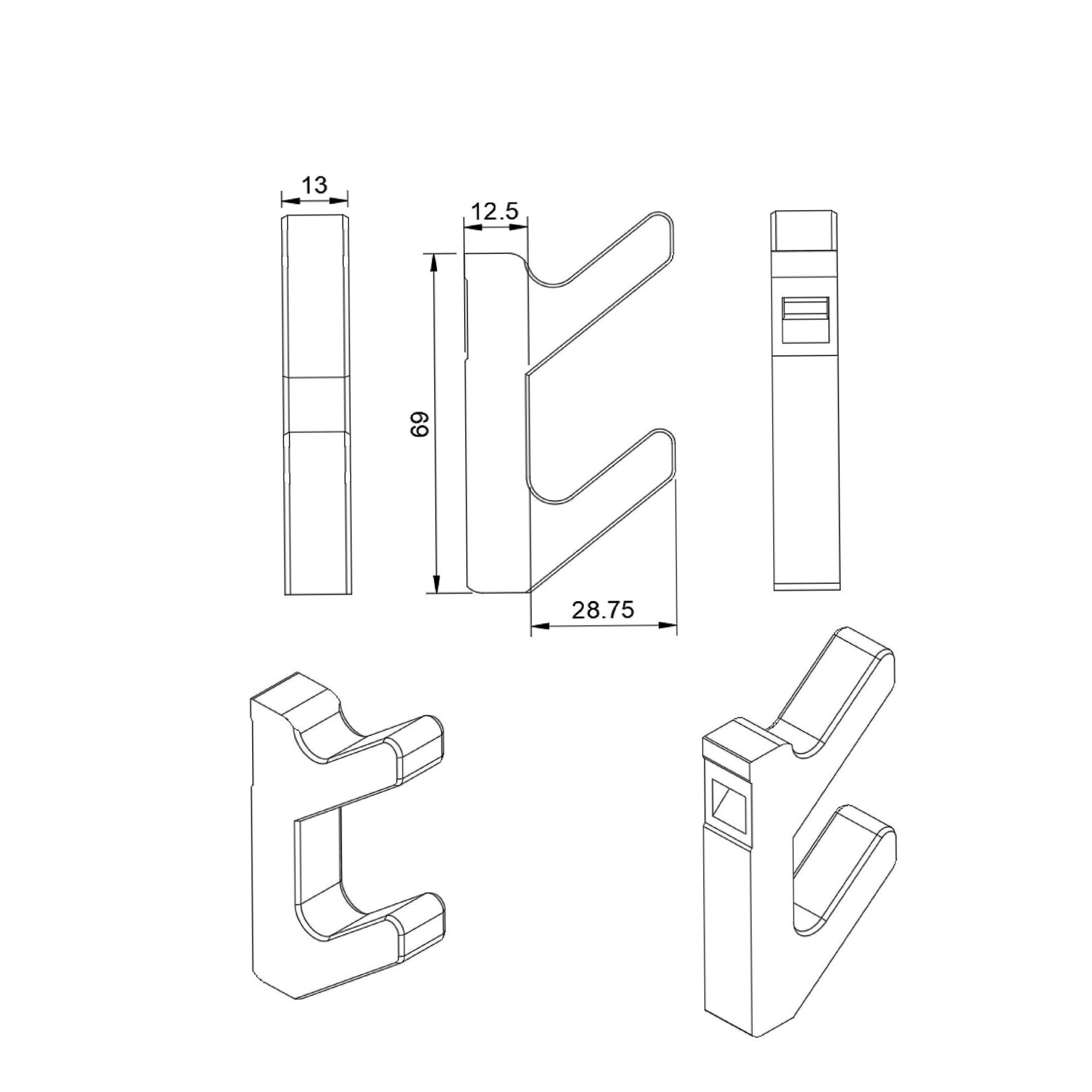 Double Hook for Acoustic Panels - Installation Type: Wall Clip