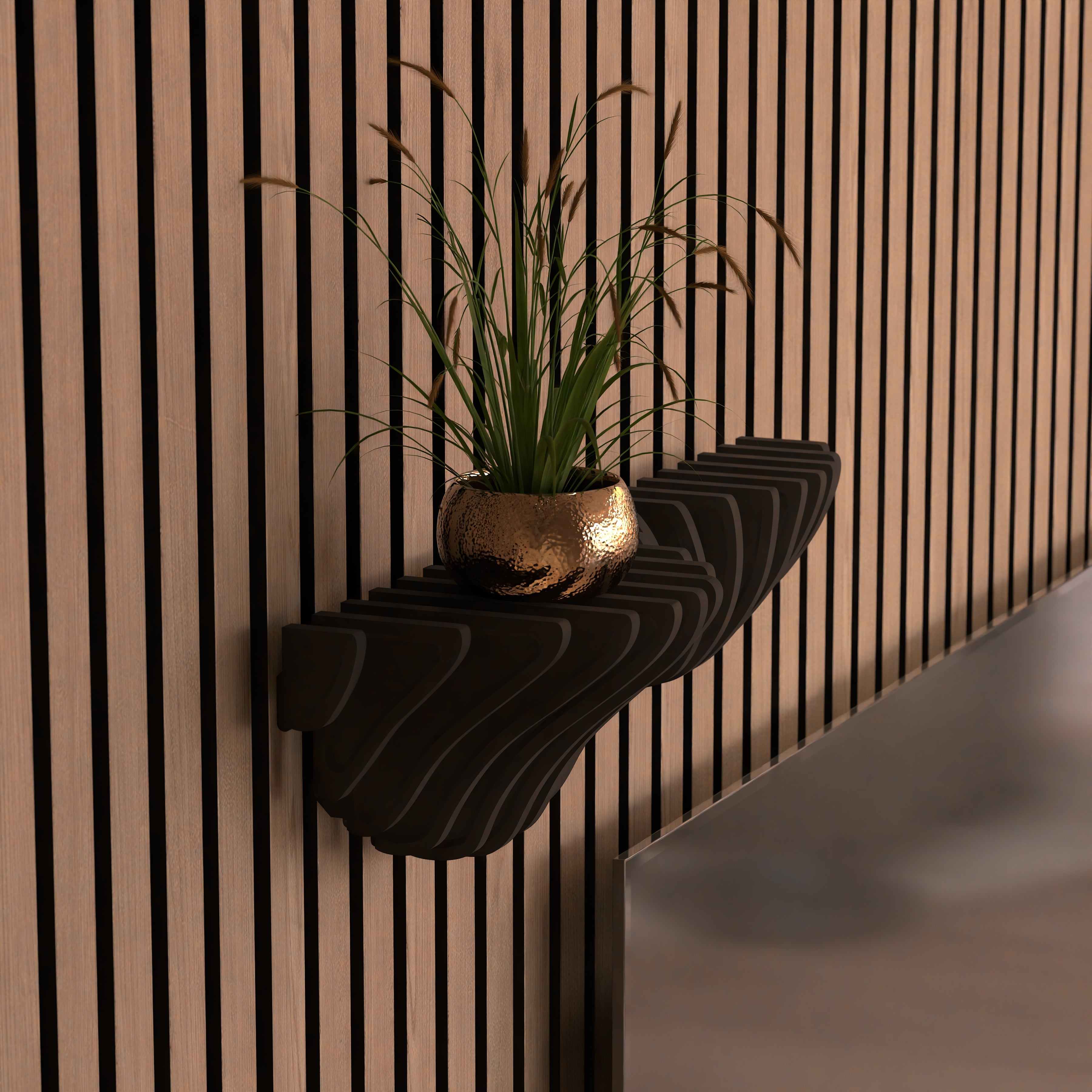 Design shelf for acoustic panels - Installation type: Wall Clip