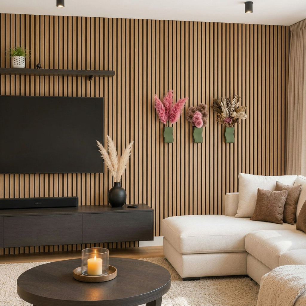 Acoustic panel vase for dried flowers - Installation type: Wall Clip