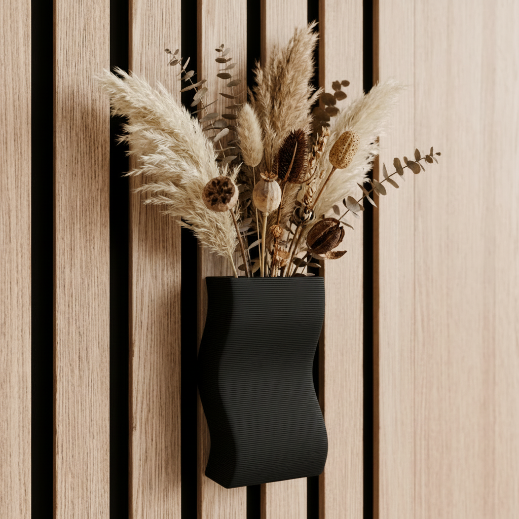 Acoustic panel vase for dried flowers - Installation type: Wall Clip