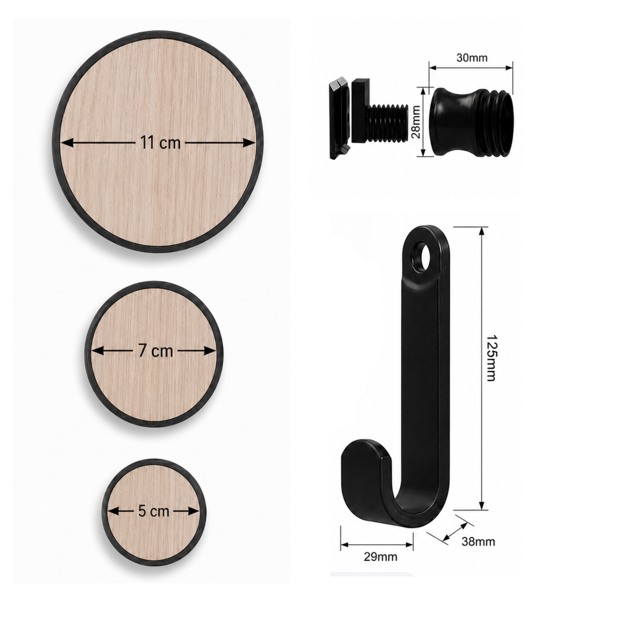 Round Hook/Hanger Oak Veneer - Installation: Wall Clip