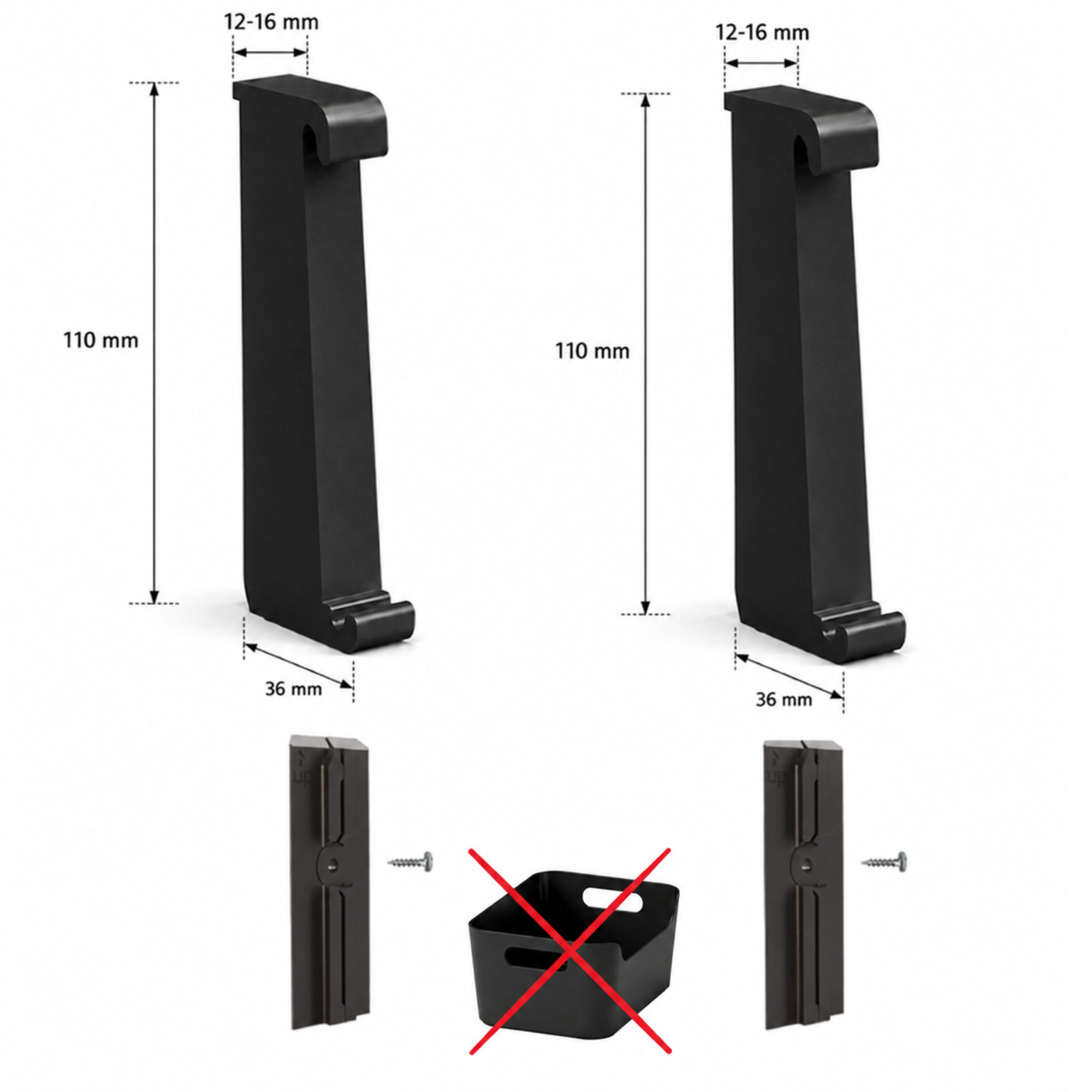 Panel Brackets for IKEA UPPDATERA Organizer (24 × 17 cm) - Installation: Wall Clip
