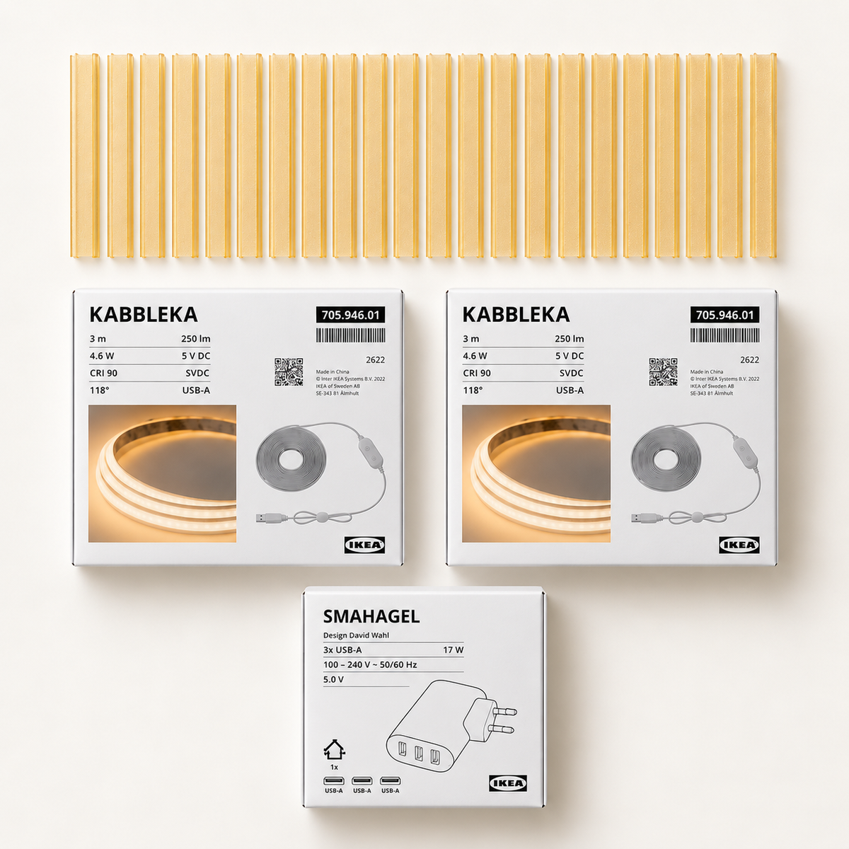 LED-Streifen + Diffusorabdeckungen für Akustikpaneele