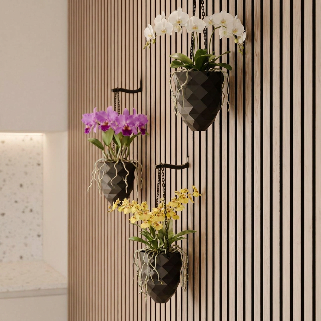 Hanging plant vase for acoustic panels - Screw